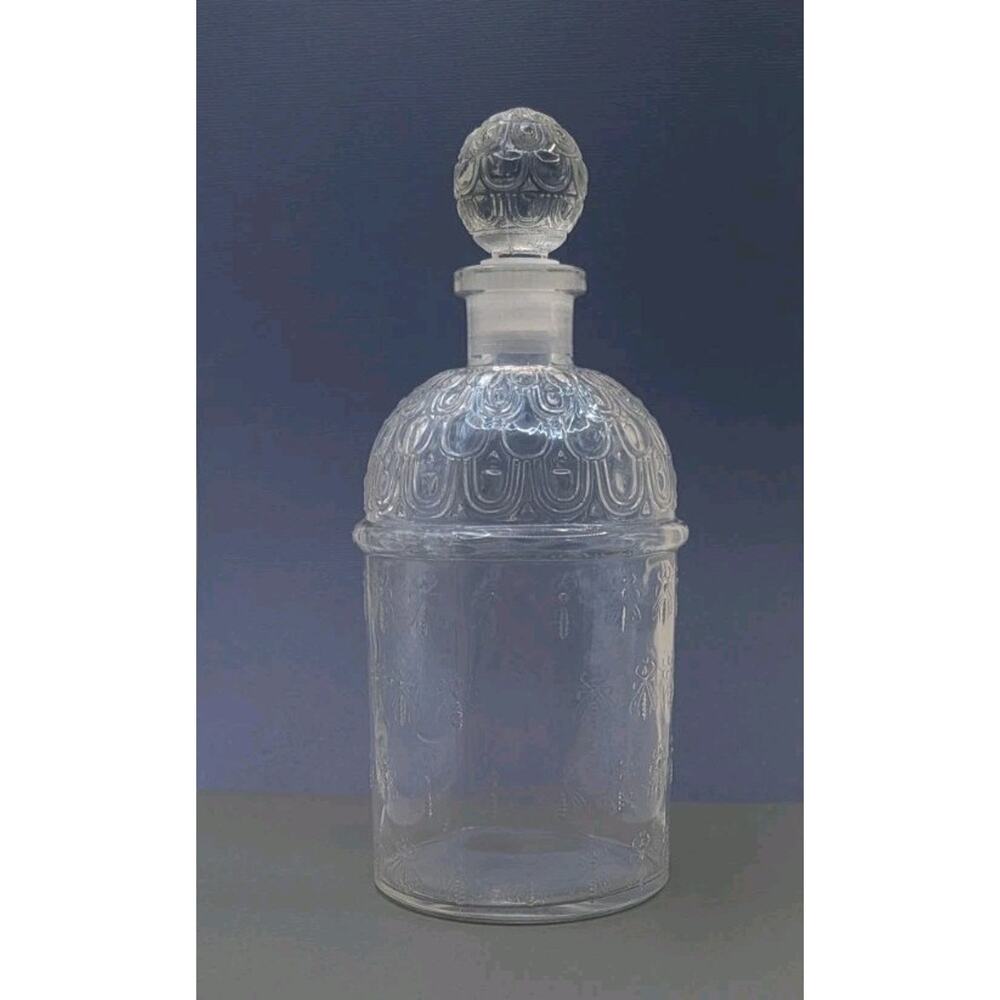 Vintage Guerlain Bee Embossed Glass Empty Perfume Bottle | France 1960s 6.5” - Picture 3 of 9